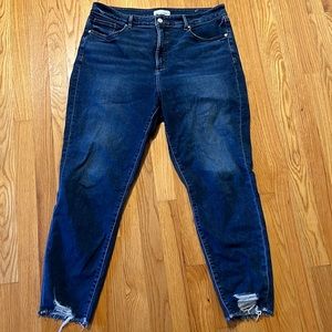 LOFT frayed ankle high waisted jeans